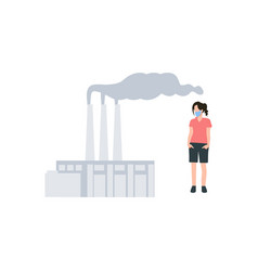 A Girl Wearing Mask Looks At The Pollution From