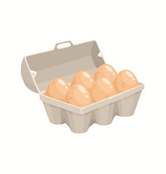 Cartoon Eggs In Tray Isolated Chicken Eggs