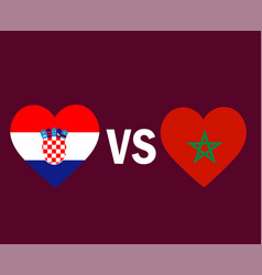 Croatia Vs Morocco Flag Heart Symbol Design