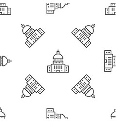 Grey Line White House Icon Isolated Seamless