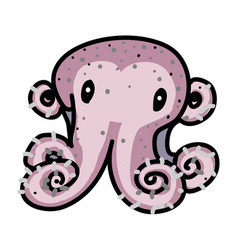 Doodle Cartoon Of Octopus Or Squid With Big Eyes