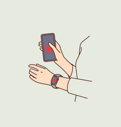 Hands Of Person With Phone And Fitness Bracelet