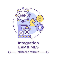 Integration Erp And Mes Multi Color Concept Icon