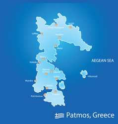 Island Of Patmos In Greece Map In Colorful