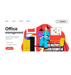 Office Management Concept For Landing Page