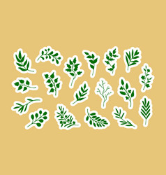 Dark Green Leaves And Twigs Sticker Outline