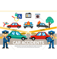 Flat Auto Accident Concept