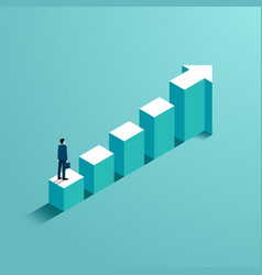 Businessman Standing Look To The Top Of The Graph