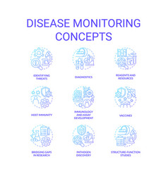 Disease Monitoring Blue Gradient Concept Icons Set