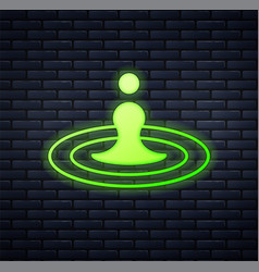 Glowing Neon Water Drop Icon Isolated On Brick