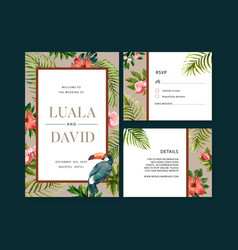 Wedding Invitation Watercolor Design With Toucan