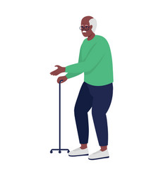 Elderly Man Walking Semi Flat Color Character