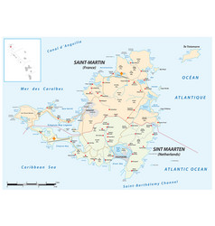 Road Map Of The Caribbean Island Saint Martin