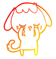 Warm Gradient Line Drawing Cute Puppy Crying