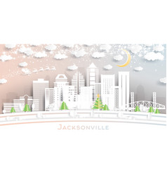 Jacksonville Florida City Skyline In Paper Cut