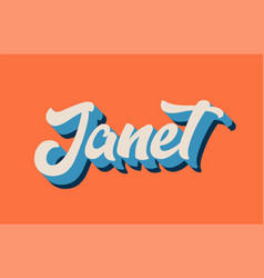 Orange Blue White Janet Hand Written Word Text