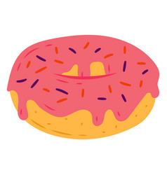 Pink Donut With Sparkles Semi Flat