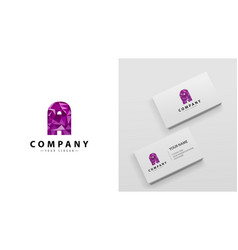 Polygon Logo Letter A Mockup Business Cards