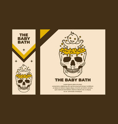 Vintage Art Of A Baby Bath On The Skull Pond