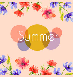 Watercolor Flowers Summer Background