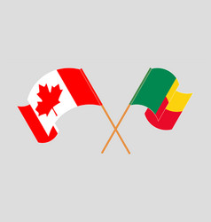 Crossed And Waving Flags Of Benin And Canada