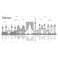 Outline Tehran Iran City Skyline With Historic