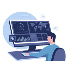 Flat Design Of Monitoring System Concept