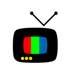 Old Tv Retro Icon With Rgb Color Screen Grid