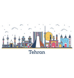 Outline Tehran Iran City Skyline With Colored