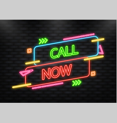 Neon Icon Call Now Green Banner On Dark