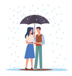 Couple In Love Standing Under Umbrella