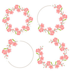 Pink Magnolia Flower Bloom Wreath Frame Flat