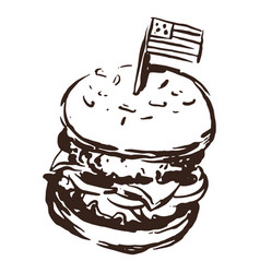 American Burger Hand Drawn