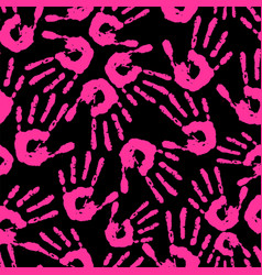 Seamless Pattern Of Bright Pink Handprints