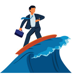 Businessman Riding Wave