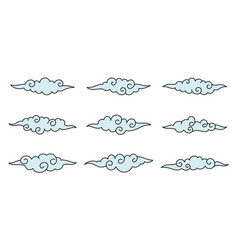 Set Of Blue Aesthetic Clouds Icon Isolated Art