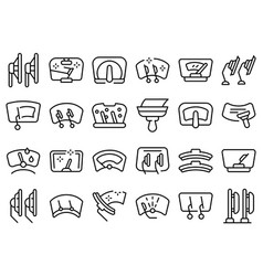 Windshield Wiper Icons Set Outline Blade