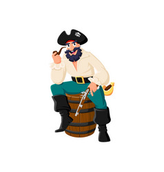 Cartoon Sailor And Pirate Sits At Wooden Barrel