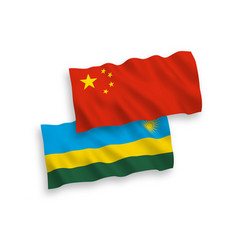 Flags Of Republic Of Rwanda And China On A White