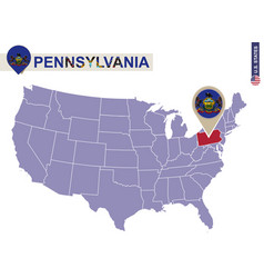 Pennsylvania State On Usa Map Flag