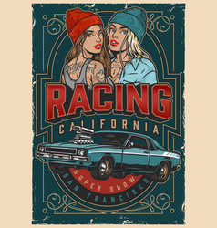 California Racers Girls Poster Colorful