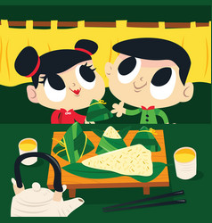 Cartoon Chinese Rice Dumpling Kids Tea Party