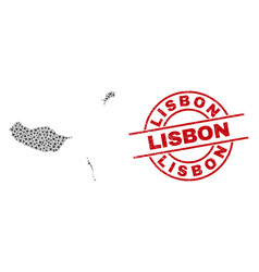 Lisbon Grunge Badge And Madeira Islands Map