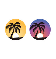 Palm Trees Tree Icon Set Isolated