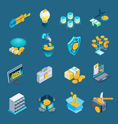 Cryptocurrency Blockchain Isometric Icons