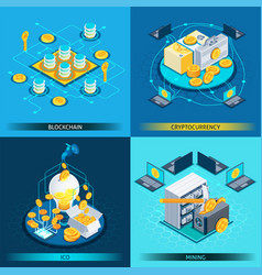 Blockchain Cryptocurrency Isometric Design Concept