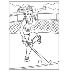 Field Hockey Coloring Page For Kids