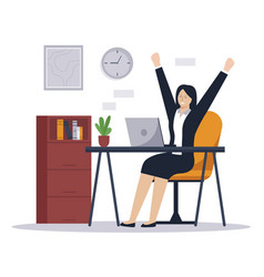 Flat Design Of Woman Office Stretching