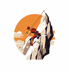 Rock Climber On The Top Of Mountain