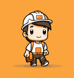 Cute Boy Construction Worker Mascot Character